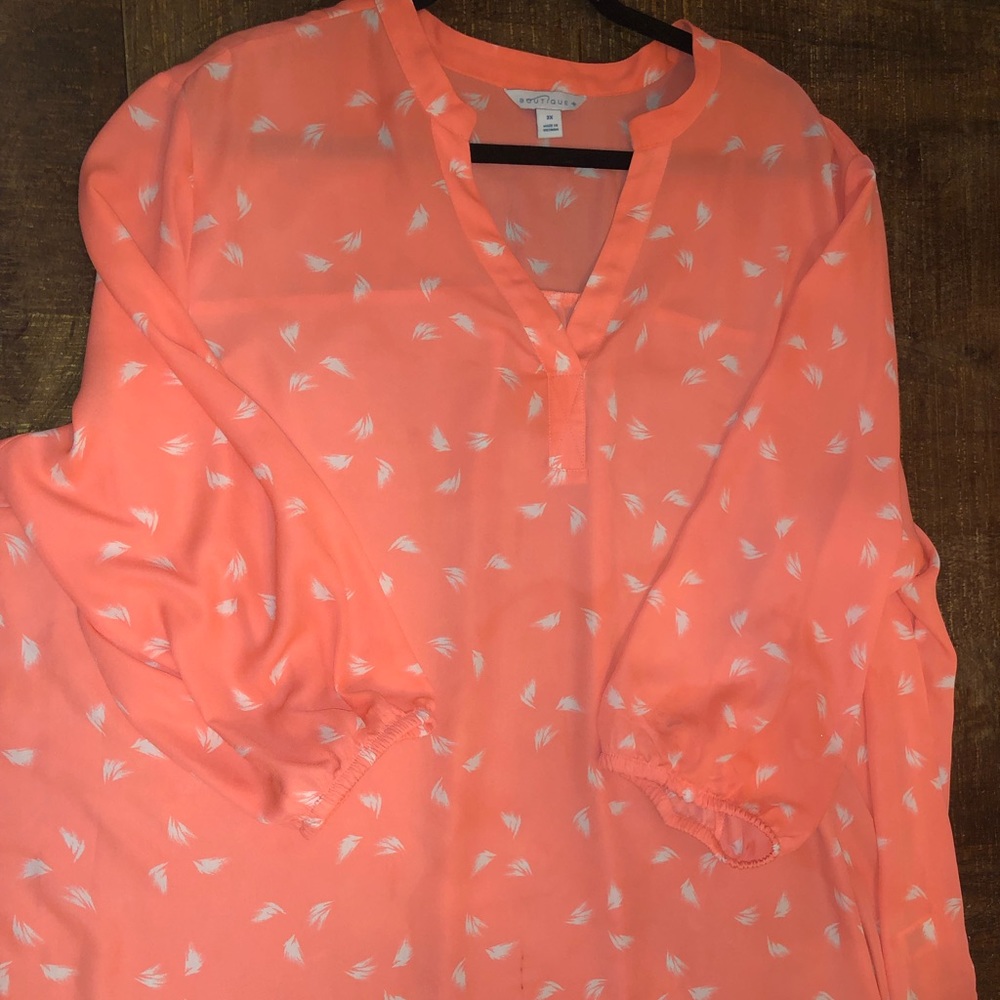 Bright pink brush stroke detail blouse